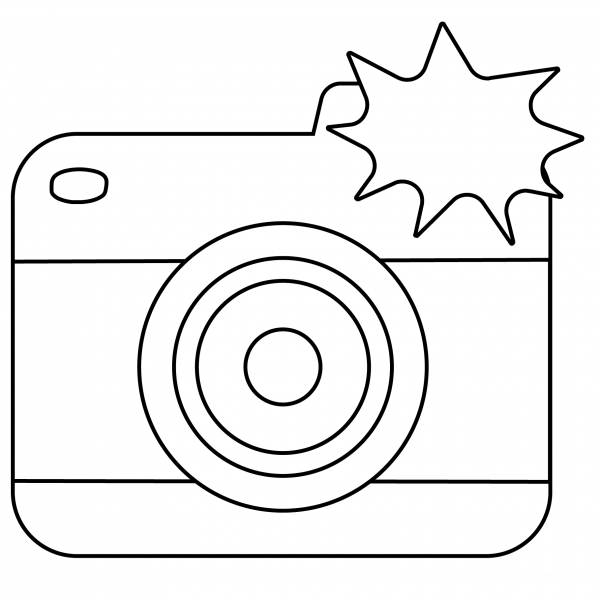 Camera with Flash Emoji coloring page image