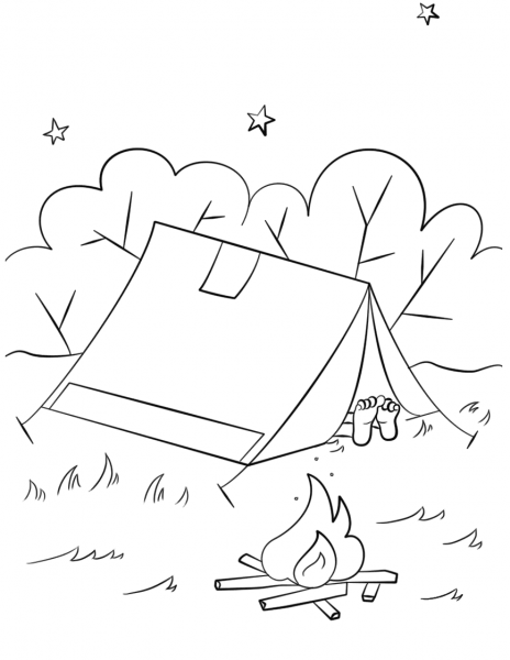 Camping Scene coloring page image