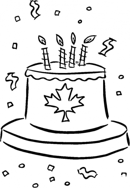 Canada Day Cake  coloring page image