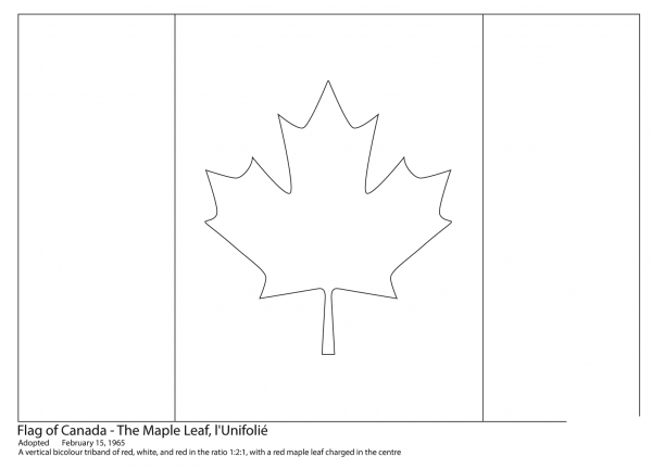 Canadian Flag coloring page image