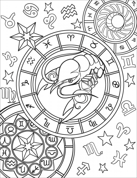 Cancer Zodiac Sign coloring page image