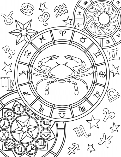Cancer Zodiac Sign coloring page image