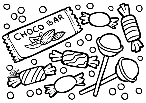 Candies coloring page image