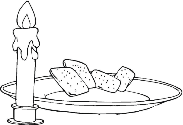 Candle And Bread  coloring page image