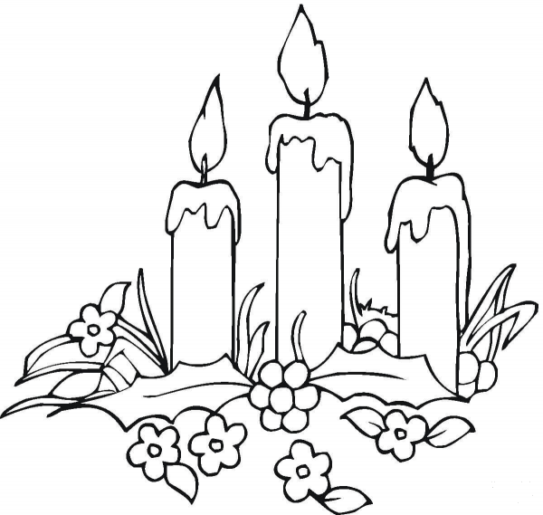 Candles with Flowers  coloring page image