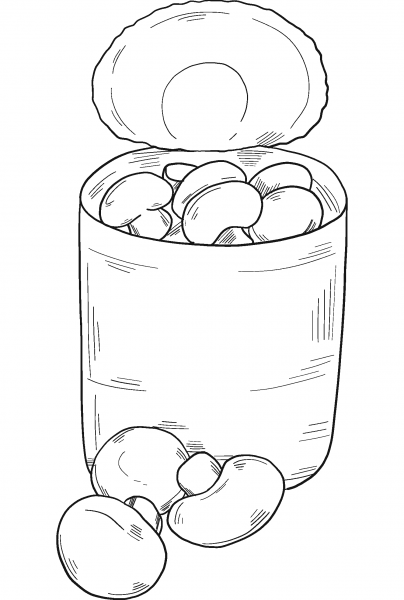 Canned Mushrooms coloring page image