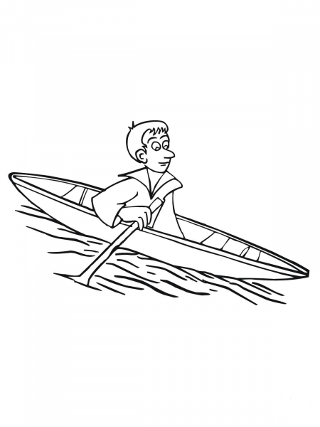 Canoe Floating coloring page image
