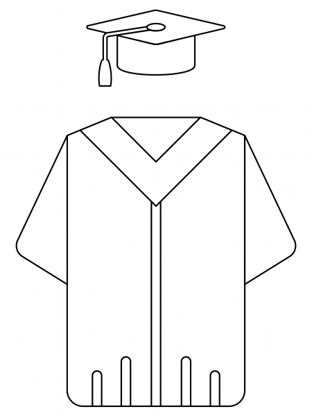 Cap and Gown coloring page image