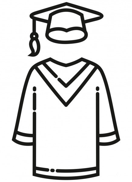 Cap and Gown coloring page image