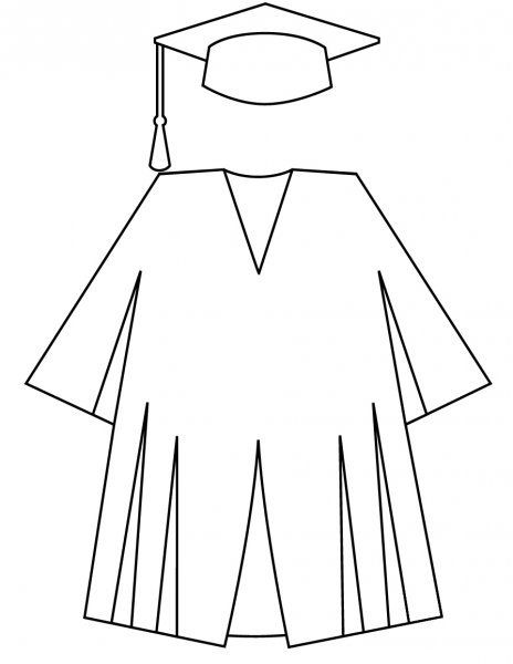 Cap and Gown coloring page image