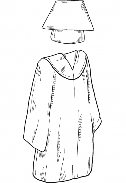 Cap and Gown coloring page image
