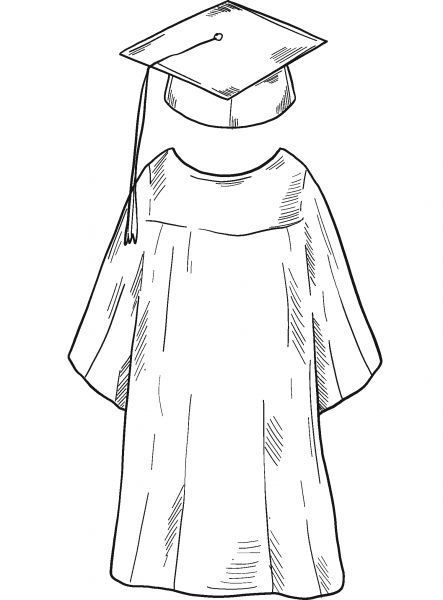 Cap and Gown coloring page image