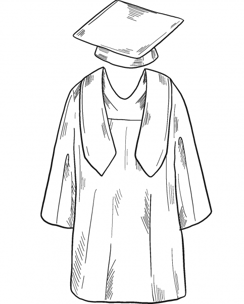 Cap and Gown coloring page image