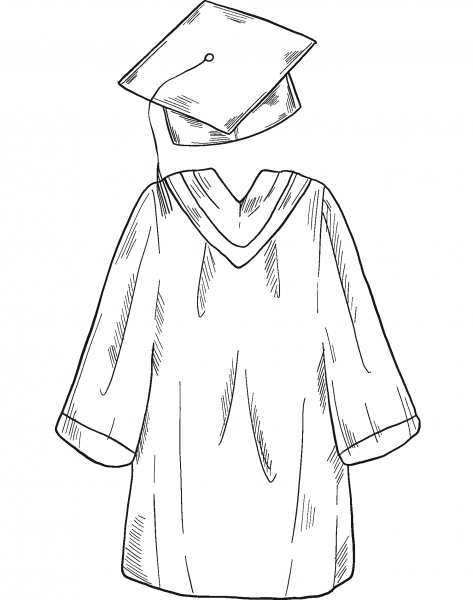 Cap and Gown coloring page image