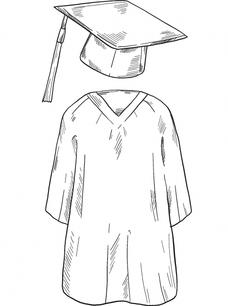 Cap and Gown coloring page image