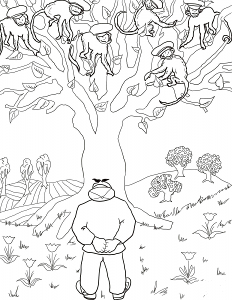 Caps Gets Stolen by the Monkeys coloring page image