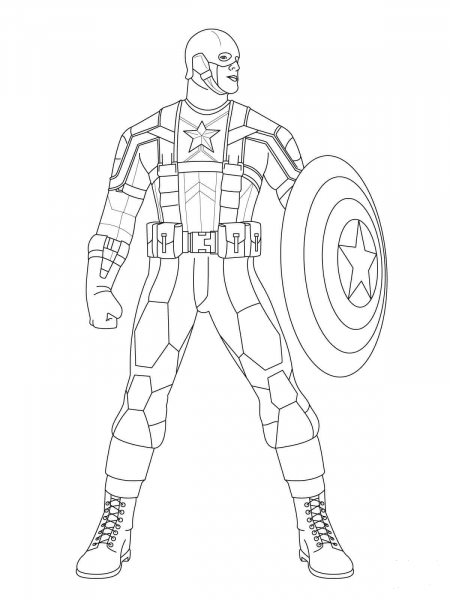 Captain America Ready to Fight coloring page image