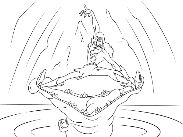 Captain Hook and Crocodile coloring page image