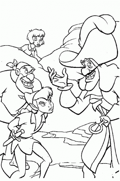 Captain Hook and Peter Pan  coloring page image