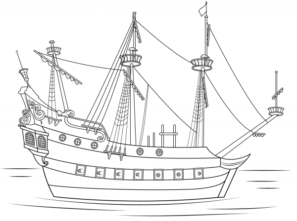 Captain Hook Pirate Ship coloring page image