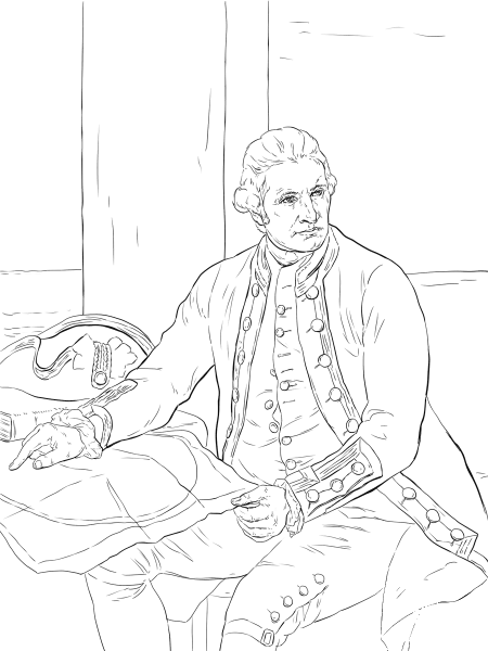 Captain James Cook coloring page image