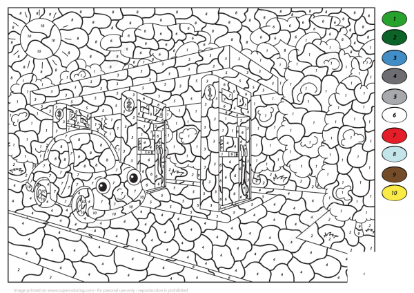 Car at Gas Station Color by Number image