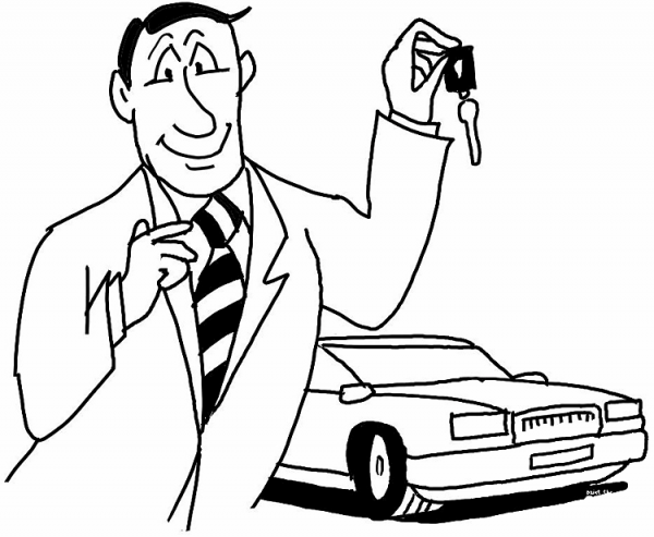 Car seller coloring page image