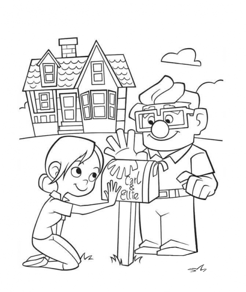 Carl And Ellie Mailbox  coloring page image
