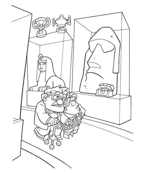 Carl And Russell In The Museum  coloring page image