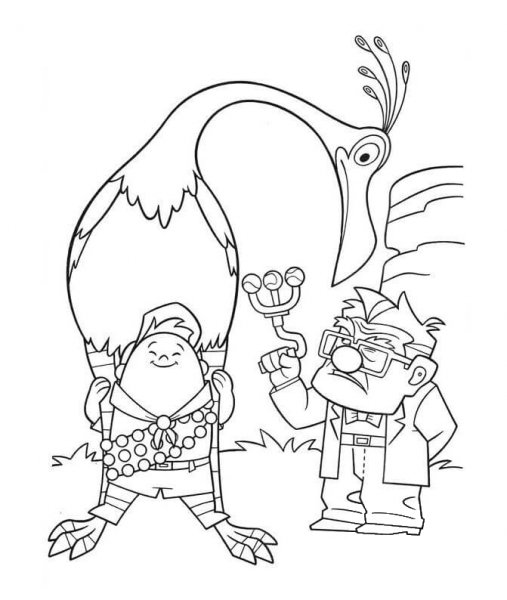 Carl Is Angry At The Bird  coloring page image