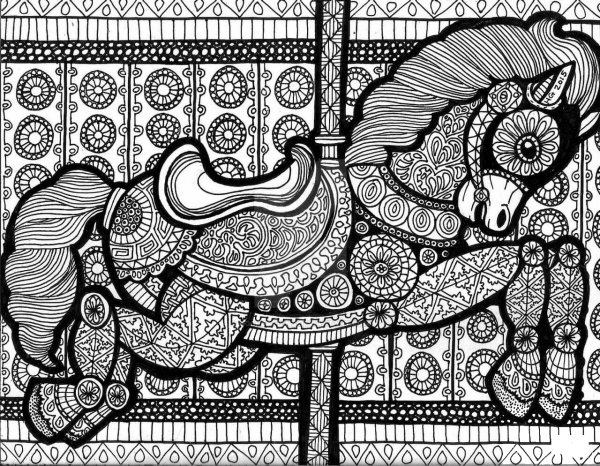 Carousel Zentangle coloring page image