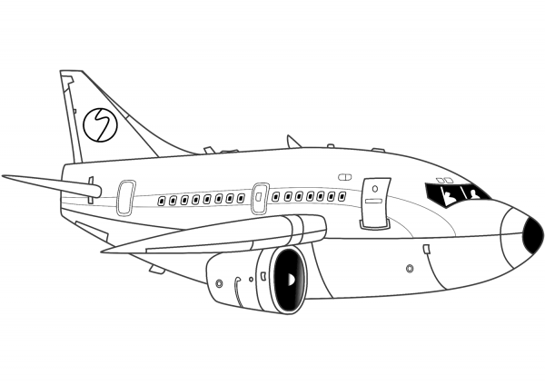 Cartoon Airliner coloring page image