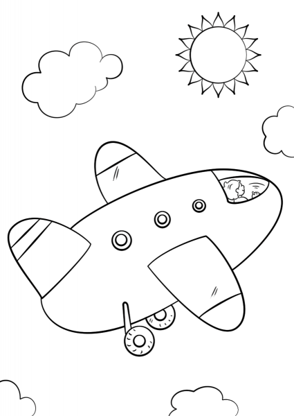 Cartoon Airplane coloring page image
