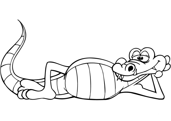 Cartoon Alligator coloring page image