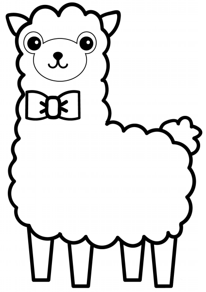 Cartoon Alpaca coloring page image