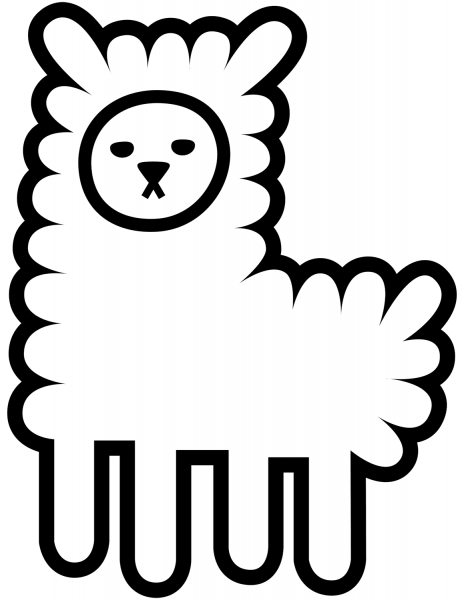 Cartoon Alpaca coloring page image