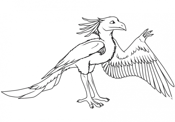 Cartoon Archaeopteryx coloring page image