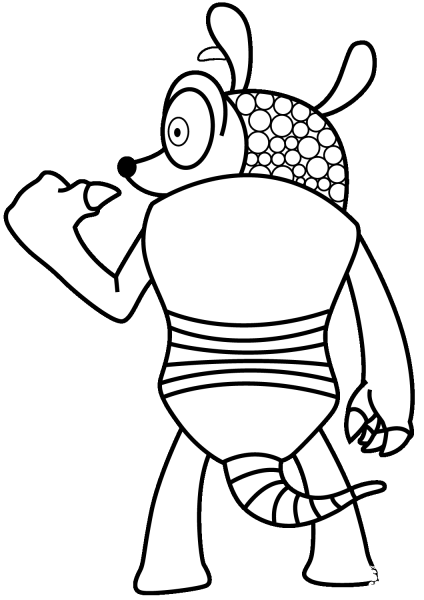 Cartoon Armadillo coloring page image