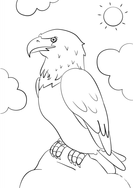 Cartoon Bald Eagle coloring page image