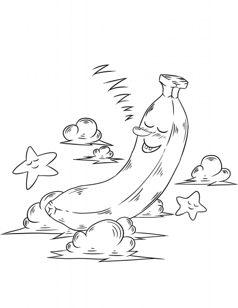 Cartoon Banana coloring page image