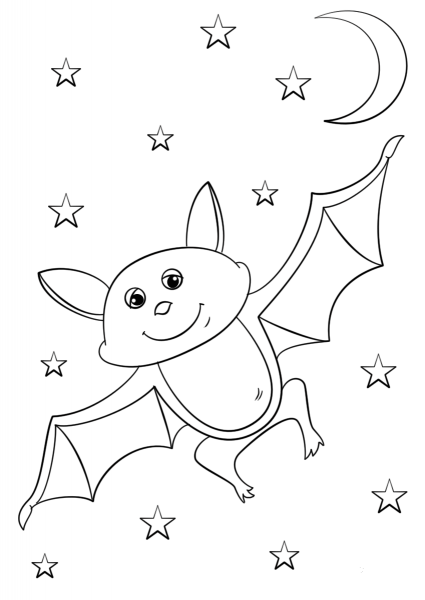 Cartoon Bat coloring page image