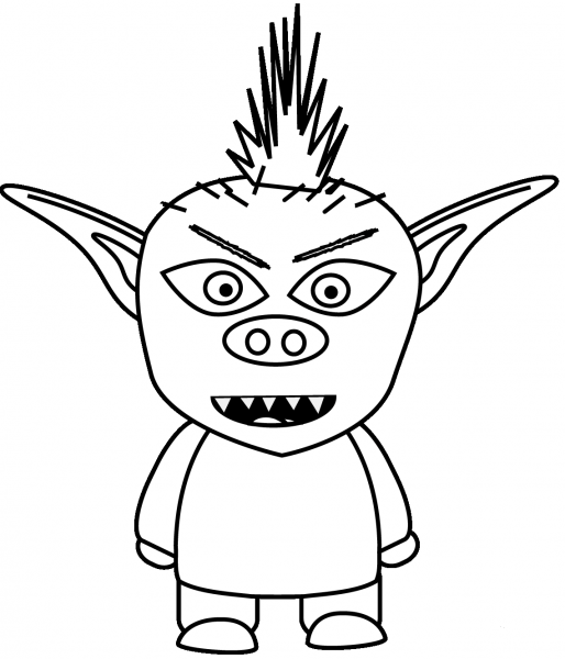 Cartoon Boy Troll coloring page image