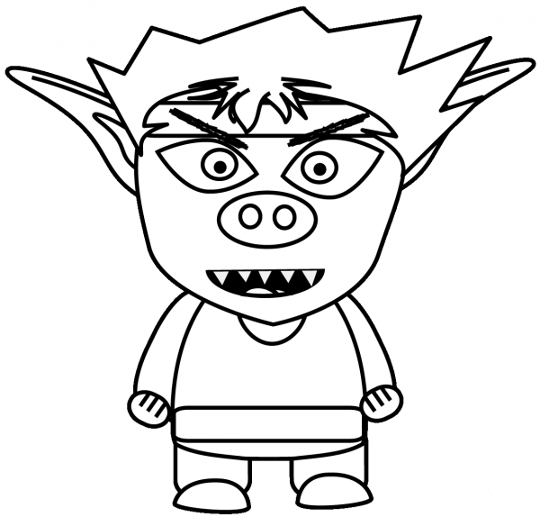 Cartoon Boy Troll coloring page image