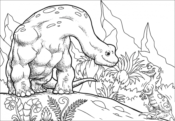 Cartoon Brontosaurus coloring page image