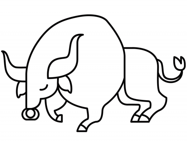 Cartoon Bull coloring page image