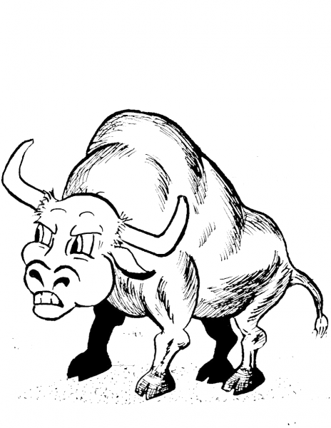 Cartoon Bull coloring page image