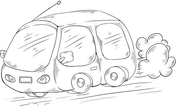 Cartoon Bus coloring page image