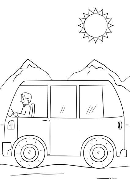 Cartoon Bus coloring page image