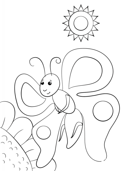 Cartoon Butterfly coloring page image