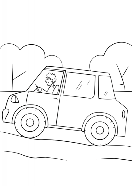 Cartoon Car coloring page image